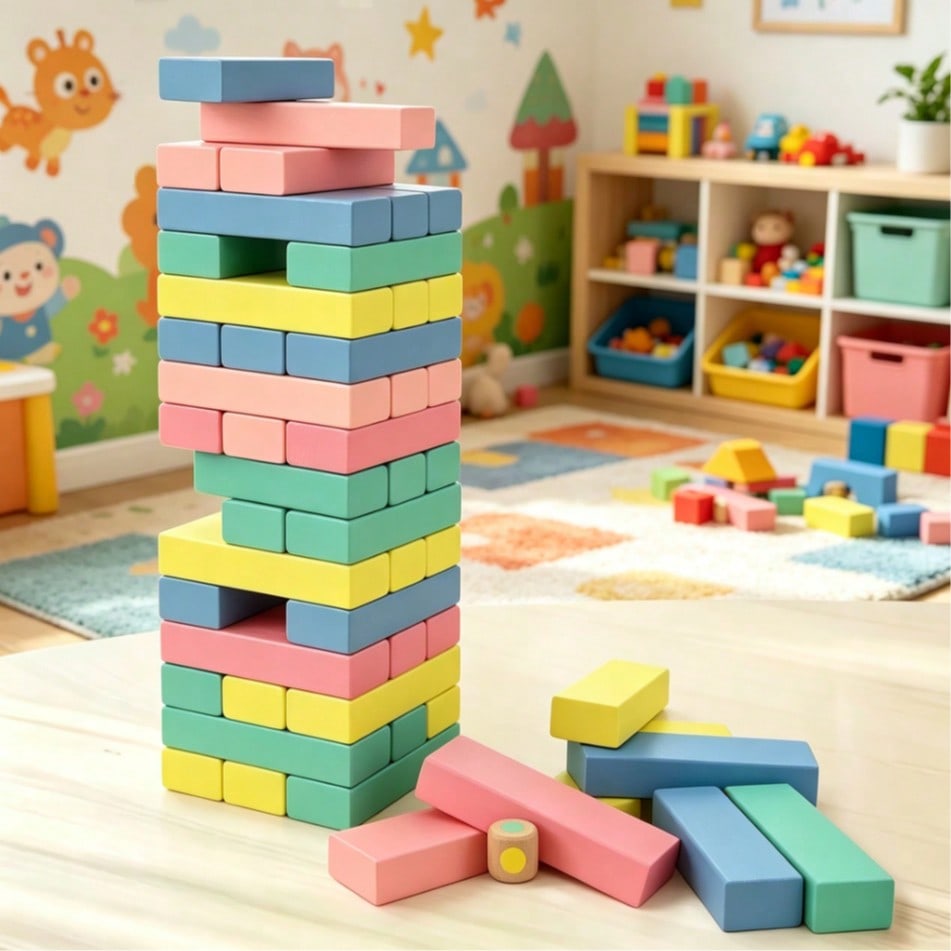 Wooden Stacking Tumbling Tower - Kids Education Number recension och pris